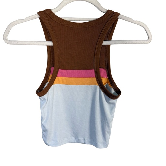Sun-deh Ribbed Colorblock Cropped Tank Top Size XS Minimalist Neutral Y2K - Picture 2 of 11